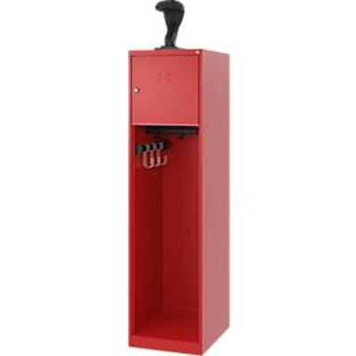 Brandweerkluis C+P Evolo Youngster, 1 compartiment, met helmhouder, vloerglijders, B 400 x D 500 x H 1530 mm, RAL 3000 vuurrood