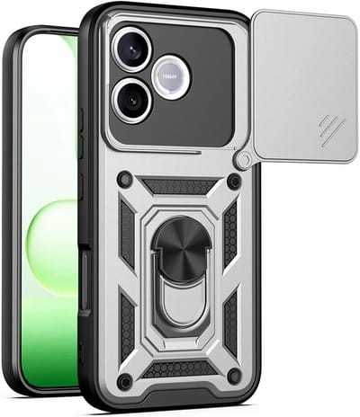 Hoesje geschikt voor HONOR 600 Lite - Phonesta CamShield Back Cover met Camera Slider - Zilver