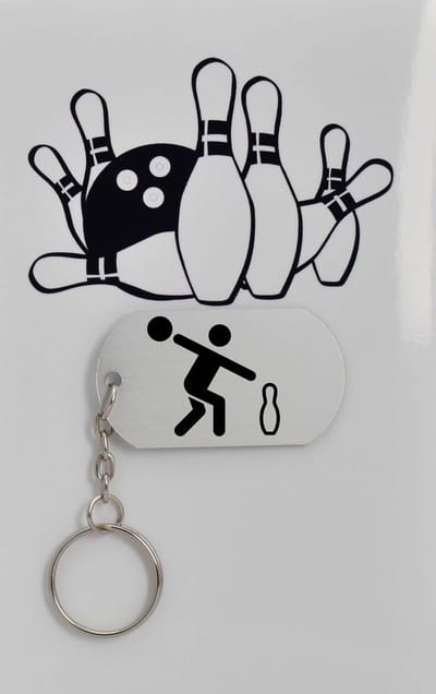 bowlen sleutelhanger inclusief kaart - sport cadeau - sporten - Leuk kado voor je sporter om te geven - 2.9 x 5.4CM