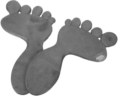 Tuinpad Stenen - Voetstap Matten - Tuin Decoratie - Gietijzeren Kwaliteit - 34 cm Lengte - Zilverkleurig