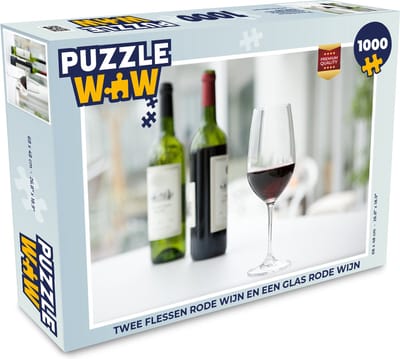 Puzzel Twee flessen rode wijn en een glas rode wijn - Legpuzzel - Puzzel 1000 stukjes volwassenen