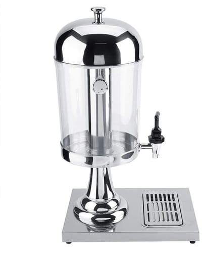 Allecto - 8L Roestvrijstalen Sapmachine - Niet-elektrisch - Ideaal voor Buffet en Thuisgebruik - Enkele kop zilver - Dispenser voor Dranken - Gesch...