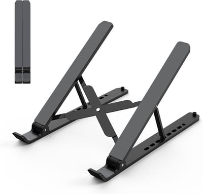 Famanu – Laptopstandaard voor bureau - verstelbare laptopverhoger opvouwbare draagbare laptophouder - geventileerde koeling notebookstandaard voor 10-15,6 inch laptops - tablet-zwart