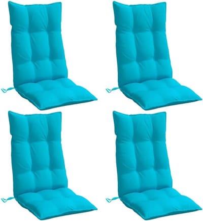 Set van 4 Tuinstoelkussens met Hoge Rugleuning Turquoise Oxford Stof