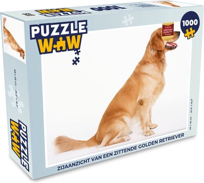 Puzzel Zijaanzicht van een zittende Golden Retriever - Legpuzzel - Puzzel 1000 stukjes volwassenen