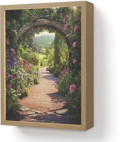 Wandlamp 30x40 cm - Oplaadbaar - Doorkijk - Bloemen - Natuur - Rozenboog - Wandlampen binnen woonkamer - Slaapkamer lamp - Decoratieve nachtlamp - Vloerlamp draadloos