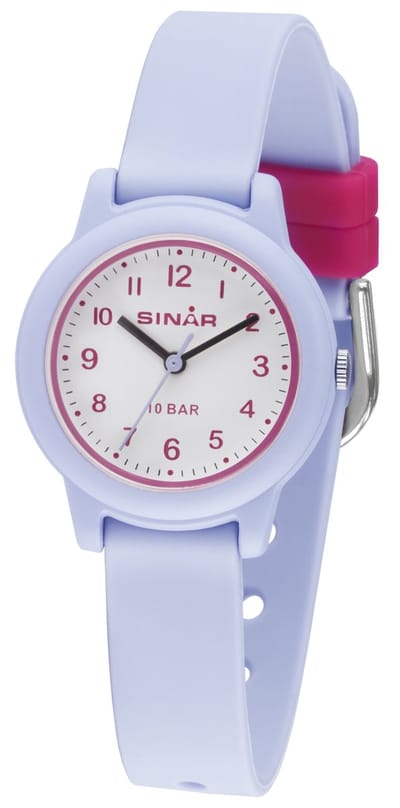 Sinar - Horloge Kind - Kinderhorloge Meisje - Lila / Roze - Analoog - 10 Bar Waterdicht - Ø 28 mm - Zacht Verstelbaar Bandje (12-17,5 cm) - Duidelijk - Quartz - Edelstalen Gespsluiting - XB-24-6