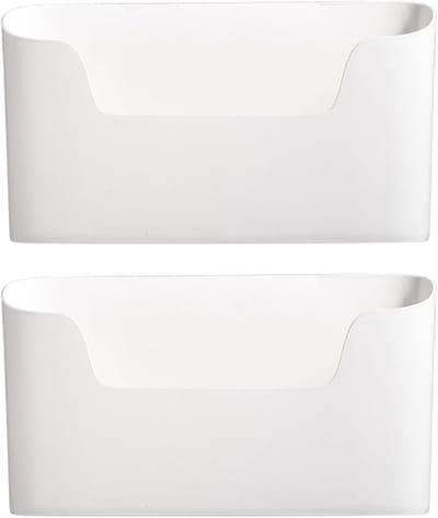Opbergdozen - Opbergdozen voor aan de muur - Opbergmappen voor aan de muur - Post- en tijdschriftenorganizers - Zelfklevende deur met één vak - Geen boren nodig - Voor het opbergen van kantoorbenodigdheden - (Wit, 2-pack)