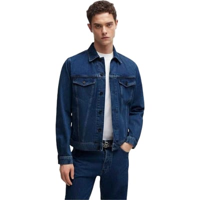 Boss Herenjeansjas met rechte zoom (Medium Blauw)