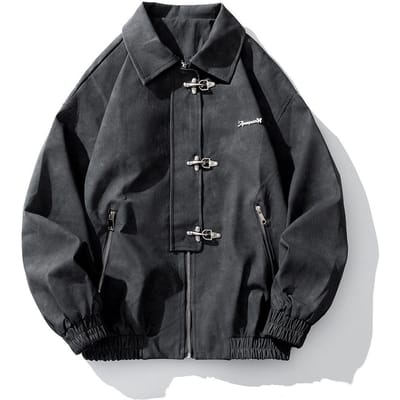 Veste en cuir pour homme, nouvelle collection automne et hiver, style britannique, style coréen, ample et décontractée M noir