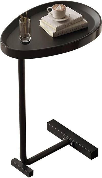 ZEYNOMAX - Bijzettafel - Stabiel frame - Koffietafel - Klein - Elegant - Ei-vormig - Ideaal voor koffie, snacks en laptops - Ontwerp voor kleine rui...