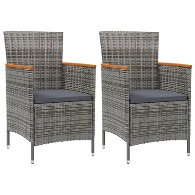 vidaXL - Tuinstoelen - 2 - st - poly - rattan - grijs