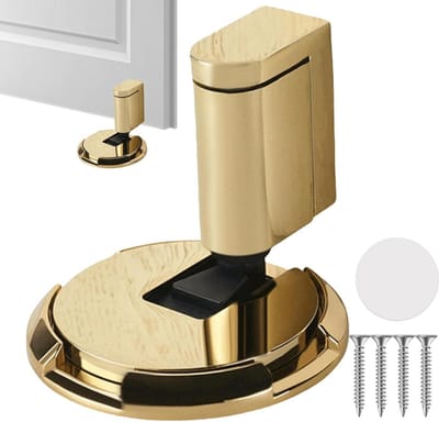 Mechanische Deurstopper - Aluminium Deurstop - Binnendeuren Beveiligen - Verstelbare Zuighoogte - 14 x 8.8 cm - Goud