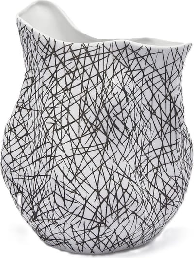 EGD Bloemenvaas Porselein Wit-Zwart D 25 cm L 29 cm H 36 cm