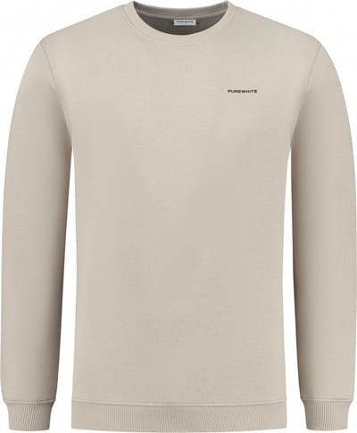 Purewhite - Heren Regular fit Sweaters Crewneck LS - Taupe - Maat S