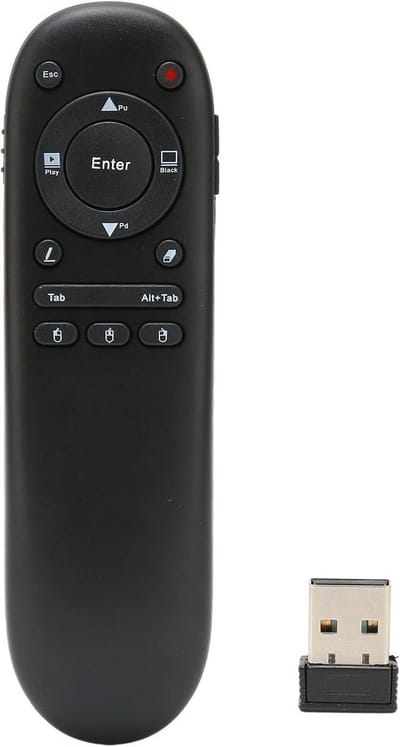 Draadloze Presenter - Afstandsbediening Presentatie - Presentaties Geven - 2.4G Draadloze Controle - 15-20 Meter - Zwart