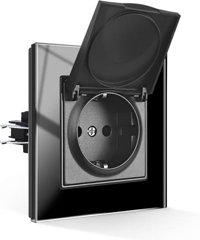 Waterdicht stopcontact - Schuko deksel - Vochtige ruimtes - Klapdeksel beveiliging - 1-voudig - Zwart