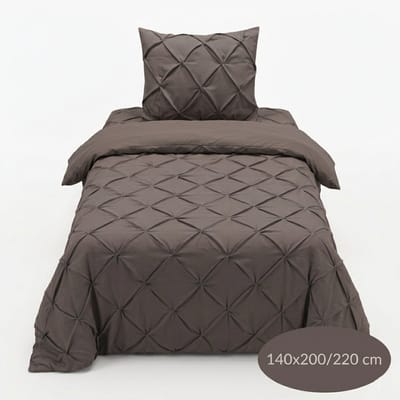 Luxe Geplooid dekbedovertrek - Taupe Bruin - 140x200/220 - Ademend & Zacht - Hotel Chique - incl kussensloop