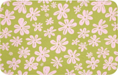 WC mat 80x50 cm - Antislip - Bloemen - Roze - Getekend - Patroon - Toiletmat - Vloermat - Douchemat - Toilet tapijt - Toiletmatten