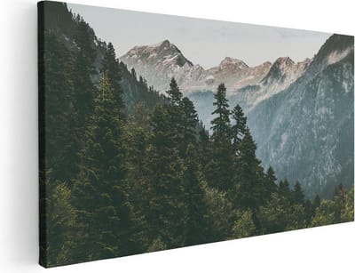 Artaza Canvas Schilderij Bergen - 40x20 cm - Klein - Wanddecoratie Natuur - Muurdecoratie Bos - Schilderijen Op Canvas Landschap