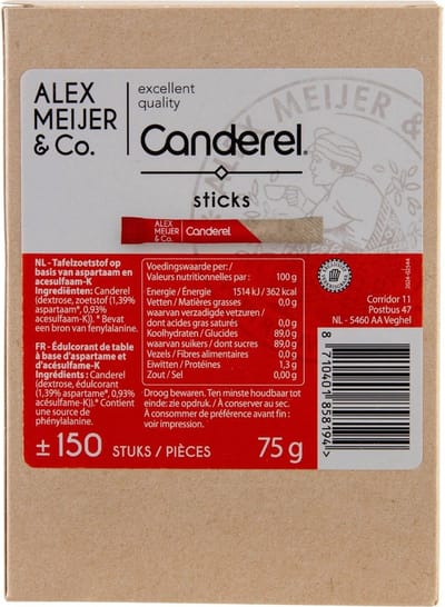 Canderel Sticks Silo 150 stuks 0,5g Alex Meijer Suikervervanger