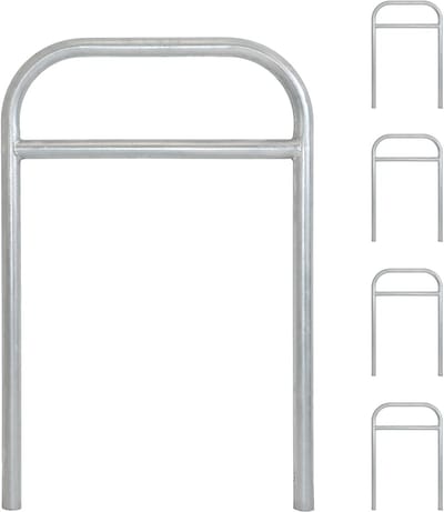 5x Fietsenrek 115 x 78 cm thermisch verzinkt staal Ø 49 mm voor plaatsing in beton Fietsenrek type H