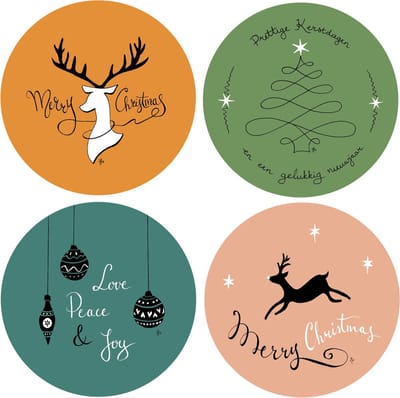 Ronde kerstkaarten met enveloppen - 16 stuks - Voordeelverpakking - Uniek - Kerst - Kaartenset - Kerstkaartenset - Rond - 13 x 13 cm