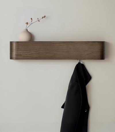 Daity Wandplank – Modern design, kledingrek met verborgen haken – hoedenrek – opbergplank – walnootkleur
