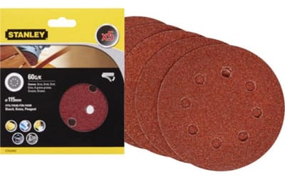 Stanley Geperforeerde Schuurdiscs Sta32007-xj Voor Excentrische Schuurmachine - 115mm - Korrel 80 - 5 Stuks