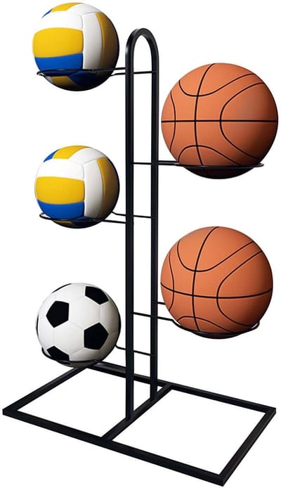 Dailygoods- Balopbergrek verwijderbaar - Opvouwbaar - Koolstofstaal - Zware draagkracht - Sportbal-displayhouder - Afmetingen 23,5 x 89,5 cm - Sportrek