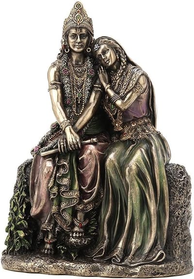 Veronese Design Beelf/figuur - Radha Leunend op Krishna - zeer gedetailleerd en mooi - (hxbxd) ca. 16,9cm x 11,5cm x 6,5cm
