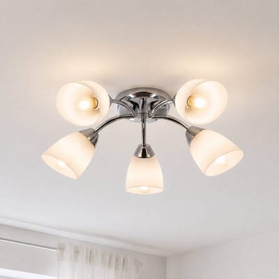 Milagro Lighting Plafondlamp Portos, 5-lamps, wit/chroom, metaal, Ø 54 cm
