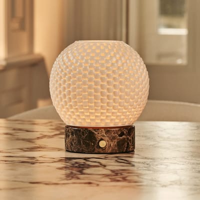 Tavellio Mare Oplaadbare Tafellamp – H16 – Porselein en 3D geprint – Marmer – Bruin