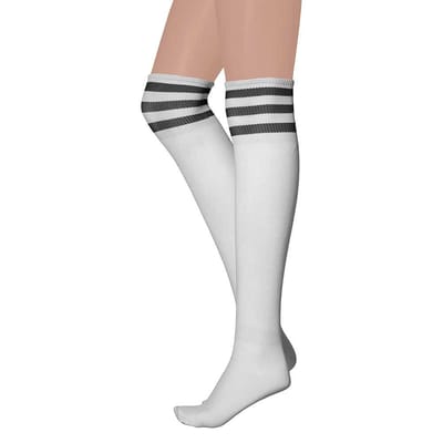 Apollo - Cheerleaders sokken - Cheerleader kousen - Wit/Zwart - One Size - Cheerleader kostuum dames - Carnavalskleding - Cheerleader