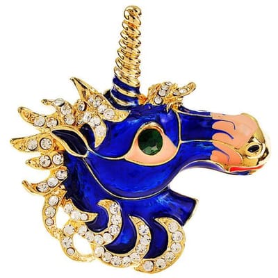 Groen Oog Grote Eenhoorn Broche Emaille Mode Dieren Pin Vrouwen Sieraden Strass Accessoires 2 Kleuren Beschikbaar blauw
