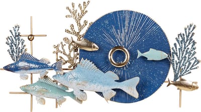 BARIUM - Wanddecoratie - Blauw/Goud - Metaal
