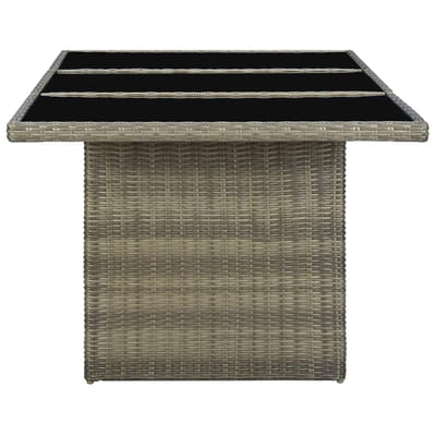 vidaXL - Tuintafel - poly - rattan - en - gehard - glas - bruin