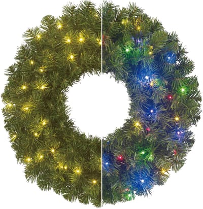 Black Box Trees Limber Kerstkrans - Kerstversiering met LED Verlichting voor Binnen en Buiten - Deurkrans voor Sfeervolle Voordeur - H15 x Ø60 cm van Kunststof - Groen