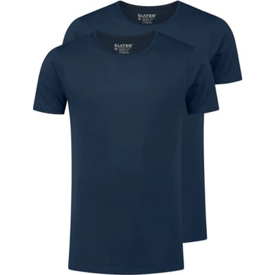 Slater 2-pack T-shirt Basic Extra Lang O-neck Donkerblauw (navy) - Maat XL - Heren - Extra lange T-shirts