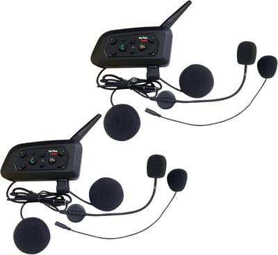 2-Pack Bluetooth Motorfiets Intercom Helmset - 1200m Bereik voor 6 Rijders