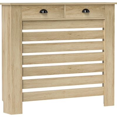 Homcom Radiatorhoezen met lade Mdf Radiatorhoes Radiatorhoes voor woonkamer slaapkamer hal 111X19X95,5 cm Eiken Oak