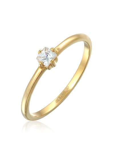 Elli - Ring - Dames verlovingsring eenzaam klassiek met zirkonia in 925 sterling zilver - Dames