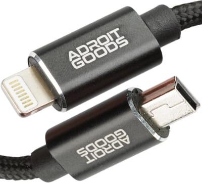AdroitGoods Mini-USB Oplaad- en Datakabel - Geschikt voor Apple Lightning - 1 Meter - 2.4A 12W - USB 2.0 Data - Gevlochten Nylon - Duurzame Verbindingskabel