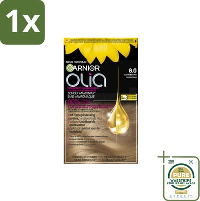 1 x Garnier - Olia 8 - Haarkleuring - Lichtblond - Zonder Ammoniak - 60% Olie - Permanente Kleur- Haarkleuring - Lichtblond - Permanent - Zonder Ammoniak - 60% Olie