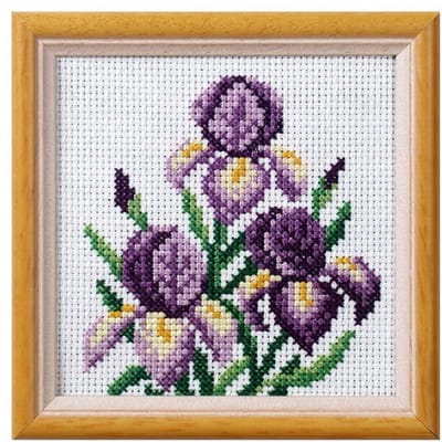 Borduurpakket - Paarse Bloemen - Voorgedrukt