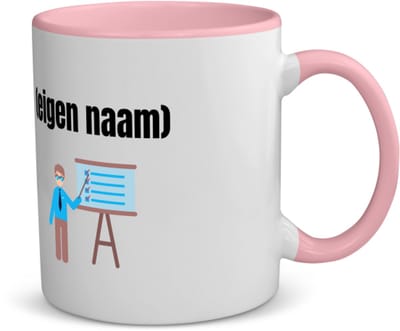 Akyol - docent met checklist met eigen naam koffiemok - theemok - roze - Docent - meesters of juffen - collega's - verjaardag - afscheidscadeau - geschenk - kado - 350 ML inhoud