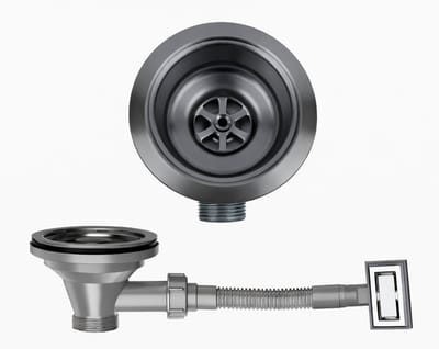 Waterval Korfplugset met Overloop 114 mm – RVS 304 – Complete Set – G1 ½" – Gunmetal Grey