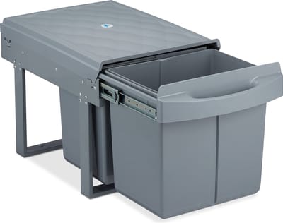 inbouw prullenbak - 2 vakken - 2 x 15 l - 34,6 x 34 x 51,8 cm - duo - grijs