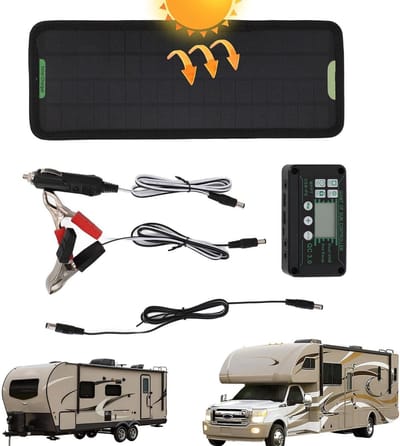Zonnecel Acculader - Oplader Auto - Accu Onderhoud - Voorkomt Energieverlies - 5W - Zwart