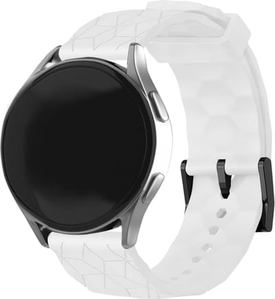 Strap-it 20mm - Siliconen hexagon band - geschikt voor Samsung Galaxy Watch 7 (40 & 44mm) / Watch 6 (Classic) / Watch 5 / 5 Pro / Watch 4 (Classic) / Watch FE / Watch 42mm / Watch 3 41mm / Watch Active / 2 - Amazfit Bip / GTS - Polar Ignite - wit